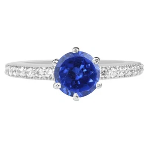 14KT White Gold 1.40Ct 100% Natural Blue Tanzanite IGI Certified Diamond Ring - Picture 1 of 4