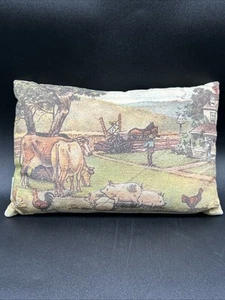Farm Pillow Decorative Throw Small Rectangle Country Home Collection Pigs Cows - Picture 1 of 15