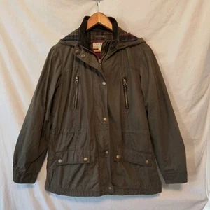 Giacca donna vintage Orvis River Road cotone cerato pelle colletto taglia large - Foto 1 di 13