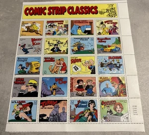 1995 USPS Comic Strip Classics Full Sheet of 20 Stamps Unused - w/ Top Loader - Picture 1 of 3