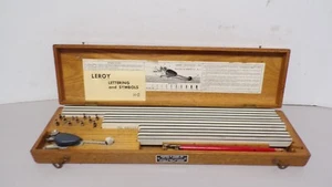 VINTAGE K&E Leroy Lettering Set Keuffel & Esser Drafting Kit Oak Wood Case - Picture 1 of 8