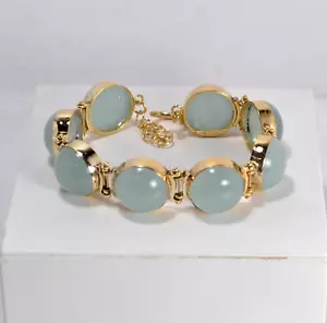 BRACCIALE IN ARGENTO 925 DORATO ACQUAMARINA MILK 16 mm REGOLABILE AGRP 0152 - Foto 1 di 4
