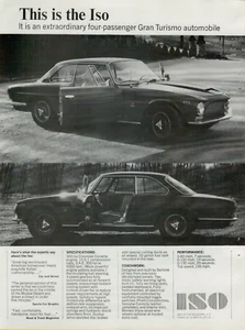 1964 ISO Gran Turismo Auto 300hp Chevrolet Corvette Engine Vintage Print Ad - Picture 1 of 2