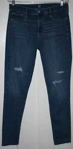 GAP Jeggings donna denim invecchiato blu con orlo grezzo taglia 32 alto - Foto 1 di 5