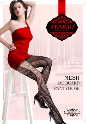 Black Hollow Out Pattern Pantyhose Fishnet Stockings Tights One Size Mix Design - Image 1 of 2