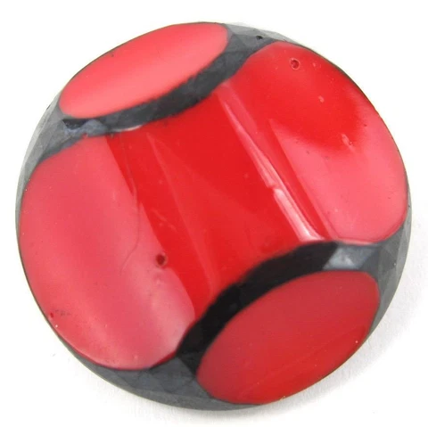 Vintage Antique Large Red and Black Glass Button 1 1/4" Cover