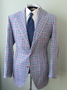 Mariano Rubinacci London House Bespoke Lilac Blue Gun Club Summer Patch Pocket*^ - Bild 1 von 7