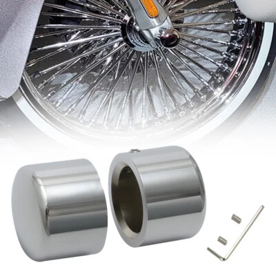 Aluminum Chrome Front Wheel Axle Nut Cover Cap For Road Glide Fat Boy Road King Foto 1 de 4