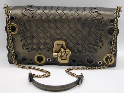 GENUINE BOTTEGA VENETA KNOT INTRECCIATO WOVEN LEATHER CLUTCH - Image 1 of 4