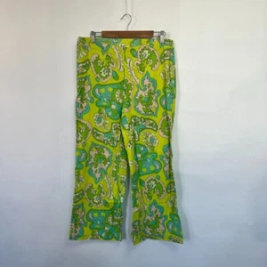 Free People Down & Out Floral Printed Flared Trousers. Green/Yellow. US 6/UK 10 - Picture 1 of 4
