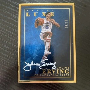 2015-16 Panini Luxe Julius Erving /10 Auto Gold Border White Ink On Card - Picture 1 of 5