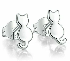 Pendientes de gato de plata de ley S925 - Imagen 1 de 6