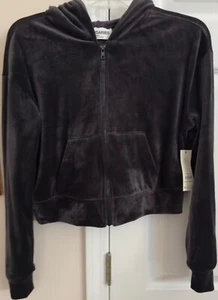 NWT No Boundaries Woman’s Soft Black Cropped Long Sleeve Zip Up Jacket Sz XS - Picture 1 of 8
