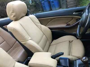 BMW E46 Convertible Sports Synthetic Leather Seat Covers (Front) 1998-2004 Beige - Picture 1 of 2