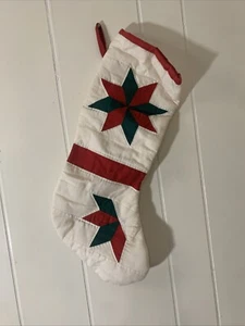 Vintage Nostalgia Home Quilted CHRISTMAS STOCKING Starburst Flower Holiday 18" - Picture 1 of 2