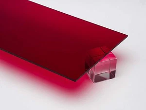 2er-PACK 1/4"" Transparent Dunkelrot Acryl Plexiglasfolie 8"" x 12"" Acrylguss - Bild 1 von 3