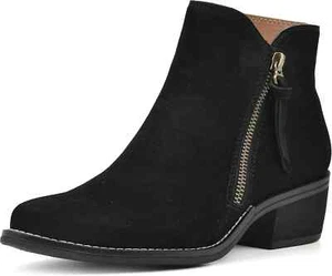 White Mountain Women's Altos Suede Block Heel Ankle Boots, Black Size 5.5M - Picture 1 of 6