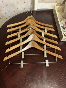 Beverly Coat Hangers 17” Length 10” Height Wooden Jacket Shirt Pants Lot Of 6 - Picture 1 of 6