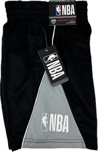 NBA Kids Black Grey Polyester Elastic Waist Comfort Fit Basketball Shorts Sz S 8 - Picture 1 of 2