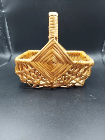Very Small Handwoven Basket With Godseye Handle Cover