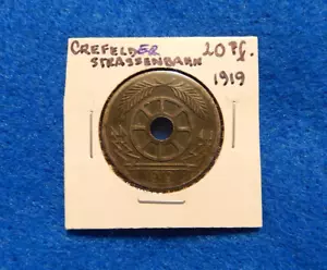 Vintage 1919 CREFELDER STRASSENBAHN 20 Pfennig German Notgeld Transit Token - Picture 1 of 2