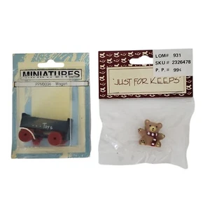 Carro de madera en miniatura para casa de muñecas y oso de plástico 1:12 - Imagen 1 de 2