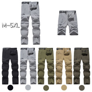 Men Detachable Hiking Pants Quick Drying Elastic Trousers Shorts with Belt