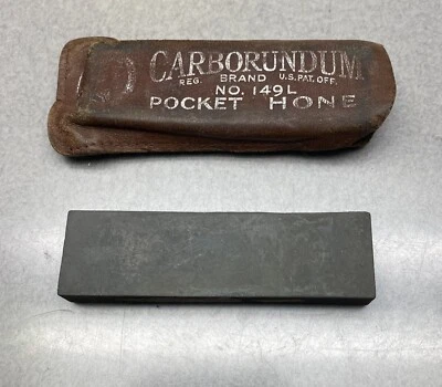 Carborundum Nº De Colección Estuche de cuero con piedra de afilar cuchillo de bolsillo 149L Foto 1 de 4
