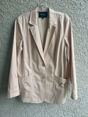 LAFAYETTE 148 New York Women’s Blazer Stretch Beige Peach Striped Size 8 #W8 - Image 1 of 4