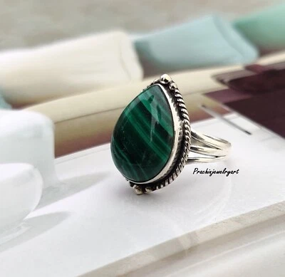 Malachite Gemstone Ring Designer Ring 925 Sterling Silver Ring Gift Him  Mk253 - Image 1 of 3