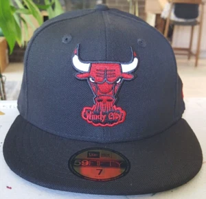 Chicago Bulls NBA New Era 59FIFTY Fitted Black Hats Size 7 7/8 - Picture 1 of 5