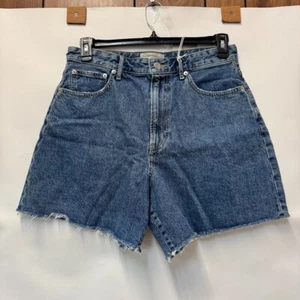 Everlane Womens 30 Medium Blue Wash High Rise Raw Hem Denim Jean Shorts NWT X59 - Picture 1 of 2