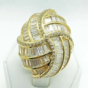 R5021 Women Fashion Jewelry White Yellow Gold Plated Promise Wedding Ring - Picture 1 of 8