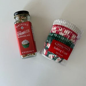 Sprinkles 4 oz  and Baking Cups 150 CT Christmas Holiday Themed - Picture 1 of 7