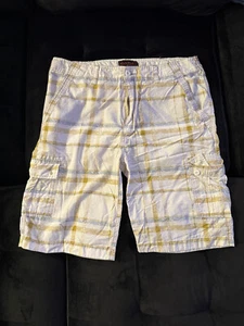 Men's Wear First Striped Yellow/Blue Khaki Size 36 Cargo Pocket Shorts - Picture 1 of 3