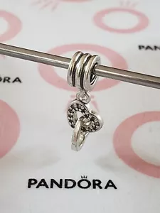 Genuine Pandora Silver Dangle ❤ Double Hearts Clear CZ ❤ Charm 925 ALE - Picture 1 of 1