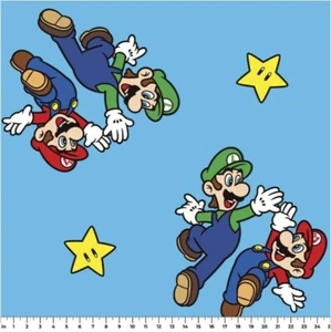 Fleece Mario Luigi High Five Power-UP Pals Nintendo Fleece Fabric Print A332.20 - Picture 1 of 1