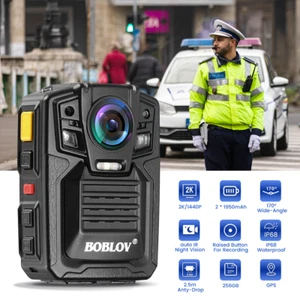 BOBLOV 2K 256GB Body Camera Police Civilians Patrol GPS Body Mounted Camcorder - Picture 1 of 22