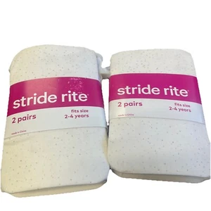 Stride Rite 2 Pairs In Each Fits 2-4 Girls White Tights 2 Packs - Picture 1 of 2
