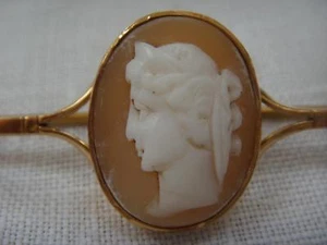 9ct ROSE GOLD LARGE VICTORIAN OR EDWARDIAN CAMEO BAR BROOCH 5.4g - Picture 1 of 1