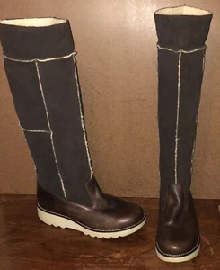 Sanita Size EU 40 Brown Suede/Leather Patchwork Women’s Tall Boots Made Poland - Picture 1 of 24