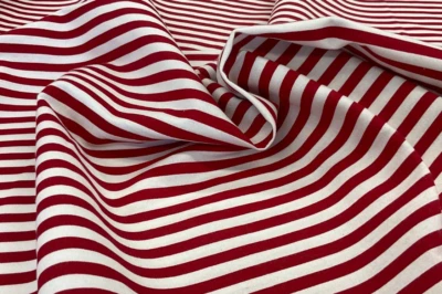 DARK RED & WHITE STRIPED COTTON- BY THE YARD - Image 1 of 2