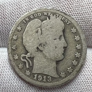 1913 Very Low Mintage Barber Quarter receive coin pictured see description #4353 - Picture 1 of 3
