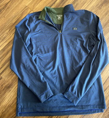 LEER Buena Buena Camisa Pullover Golf 1/4 Cremallera Para Hombres Rayas Grandes Cremallera Rota Foto 1 de 4