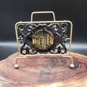Vintage California Redwoods Messing & Schwarz Metall Serviettenhalter Mid-Century Japan - Bild 1 von 8