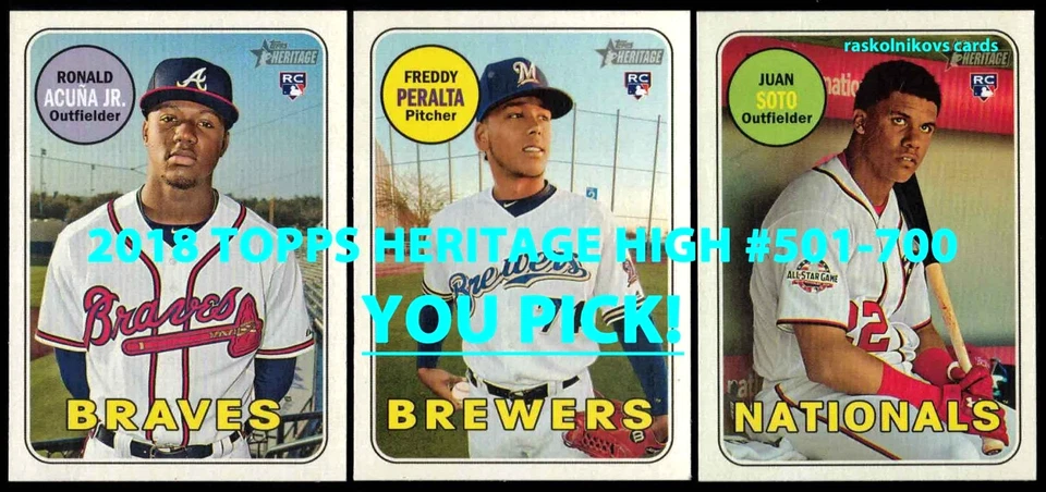 2018 TOPPS Heritage High #501-700 Your Choice $2 or 2 Card Minimum YOU PICK! - Image 1 of 1