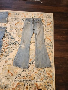Vintage 1970s Levi’s 684 0217 Orange Tab Bell Bottom Jeans 28 Waist 34 Length - Picture 1 of 12