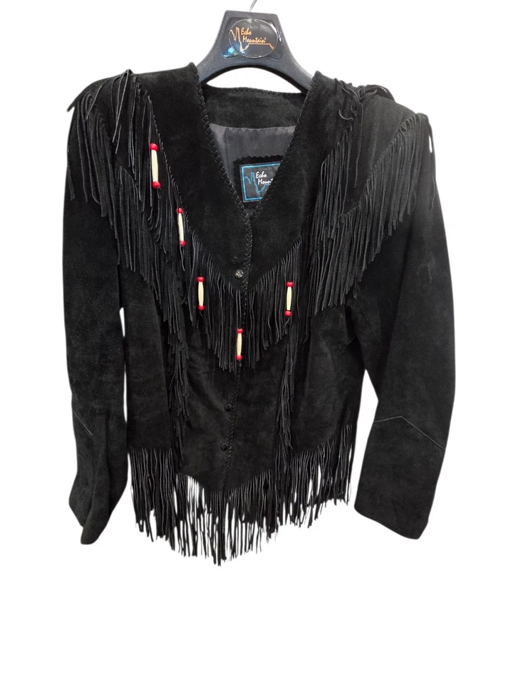 Chaqueta occidental de colección ECHO MOUNTAIN negra de ARTURO de cuero con flecos para mujer talla 14 Foto 1 de 4