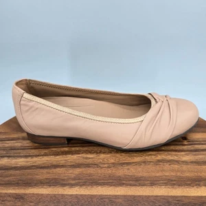 Clarks Zapatos Para Mujer 8 M Beige Cuero Desnudo Sin Cordones Profesional Carrera Planos - Imagen 1 de 7