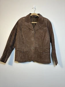 100% Wildleder Lederjacke Damen 2XL braun Taschen Knopfleiste 90’s Freizeit  - Bild 1 von 9